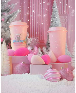 Beauty creations kalėdinis makiažo kempinėlių rinkinys Holly jolly 4vnt su puodeliu